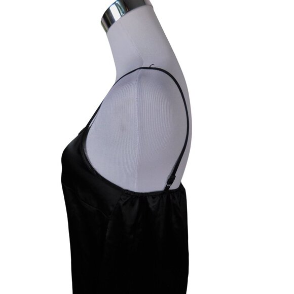 Gracia Womens Black Satin Slip Dress S Minimalist Chic - Picture 9 of 11